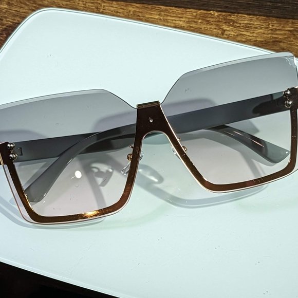 OVERSIZED FASHION GLASSES Ladies Rimless Sunglasses Trend Driver Driving Glasses - Picture 3 of 4